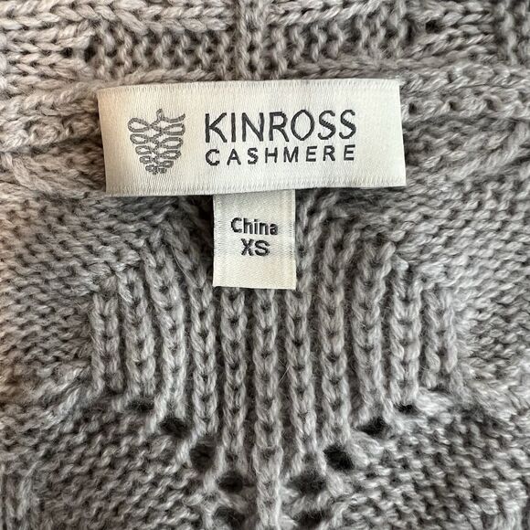 Kinross Cashmere Cardigan Sweater Size XS Gray Cable Knit Open Front Capsule - Picture 11 of 12